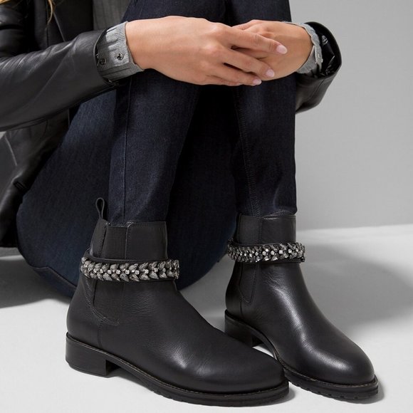 WHBM $200 Ankle Charm Chelsea Boots Removable Gem Strap 10 - Picture 3 of 7